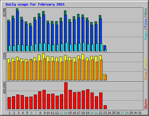 Daily usage for February 2021
