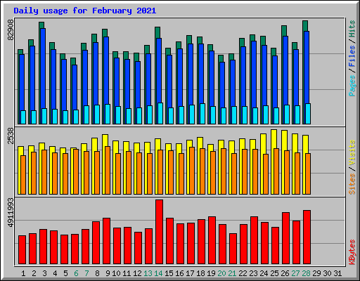Daily usage for February 2021