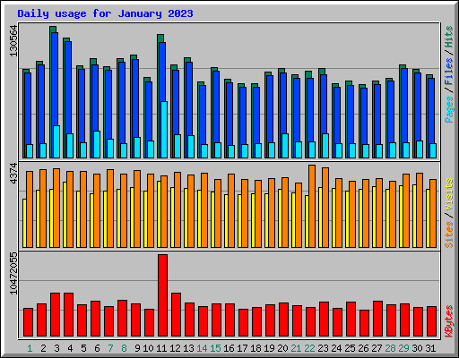 Daily usage for January 2023