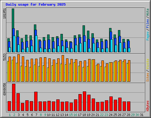 Daily usage for February 2025